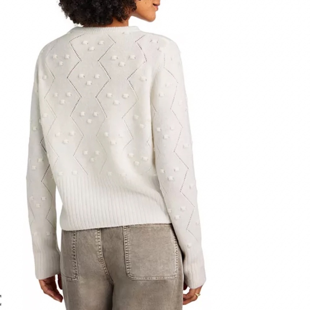 Splendid Julia Diamond Pointelle Wool Alpaca Blend Sweater Womens Medium Ivory - Picture 2 of 10